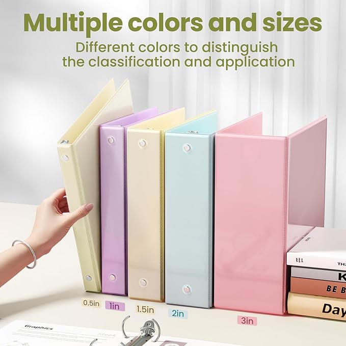 SUNEE 3 Ring Binder 1.5 Inch 1 Pack, Light Yellow - Image 5