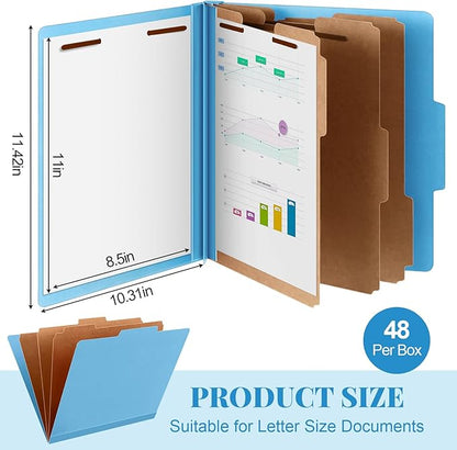 Skyygemm 48 Pcs Classification Folders Letter Size, 3 Divider Pressboard File - Image 2