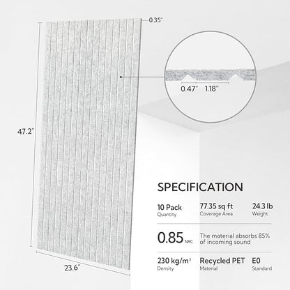 Olanglab Acoustic Wall Panels 10 Pack, 48 x 24 per Acoustic Panels Sound - Image 2
