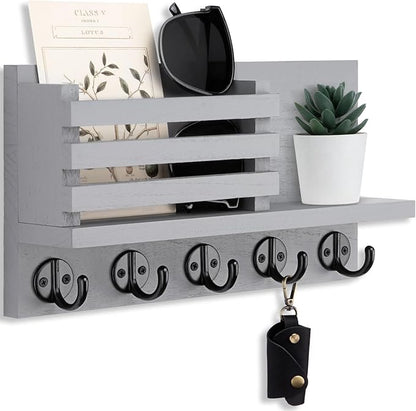 Lwenki Key Holder for Wall – Decorative Wooden Mail Holder and Key Shelf by Lwenki