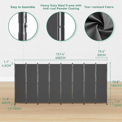 Helios&Hestia 8-Panel 6 ft Tall Indoor Folding Room Divider, Portable Privacy - Image 5