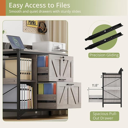 AesthLife 44" File Cabinet for Home Office, Wood Filing Credenza - Image 6