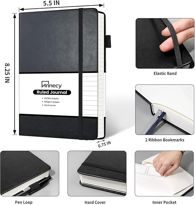 Annecy Lined Journal Notebook, Hardcover Leather Journal - Image 2