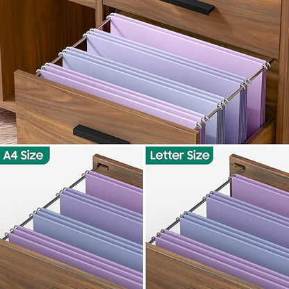 Lateral File Cabinet with Lock, Large Mobile Storage Filing Cabinet with 6 - Image 4