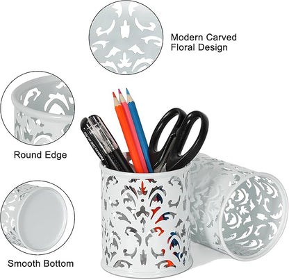 EasyPAG White Pen Holder for Desk, 2 Pack Round Pen Organizer, Brush Holder for - Image 2