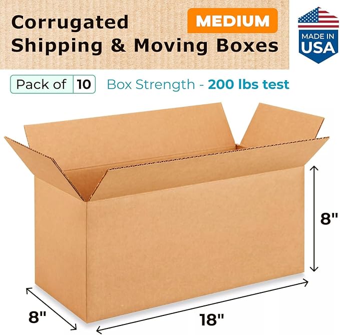 Medium Shipping & Moving Boxes 18x8x8 inches - Image 2