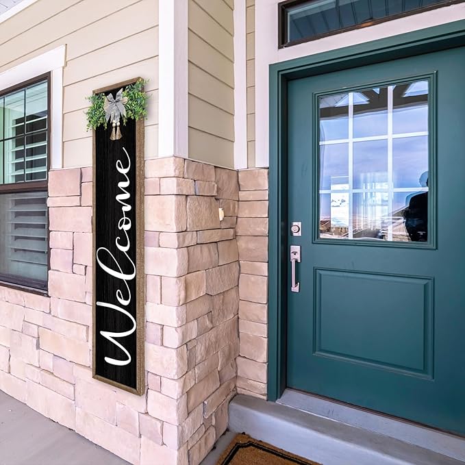 LuZhiQiang Front Porch for Welcome Standing Sign 45"X9" Vertical Tall Long - Image 3