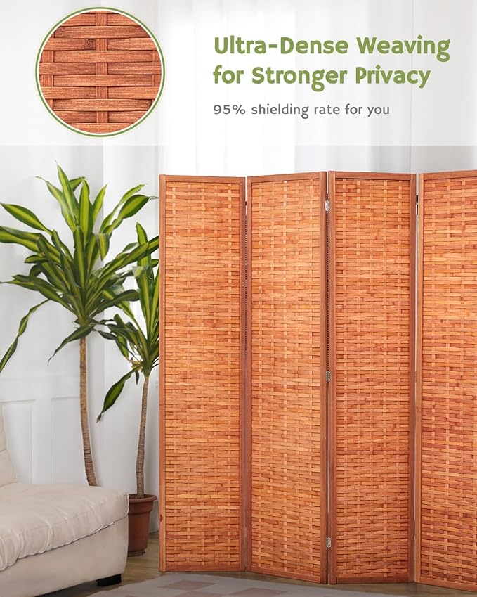 JOSTYLE 6ft Folding Privacy Screens 4-Panel Freestanding Room Dividers - Image 6