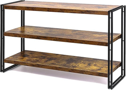 HCHQHS 3-Tier Rustic Wood and Metal Industrial Bookshelf by HCHQHS