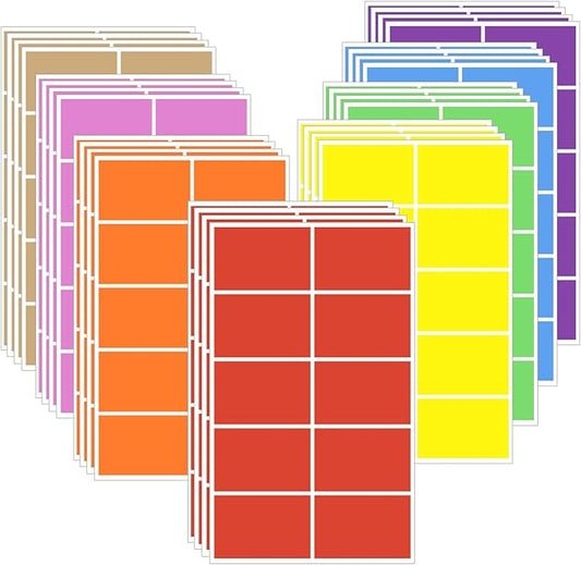 STARLIBOO Colored Labels Stickers, 3 x 2 Inch Rectangular Moving Labels by STARLIBOO