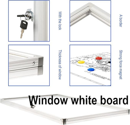 BIBOC 36x24 Inches Lockable Bulletin Boards White Board Frame Enclosed Display - Image 2