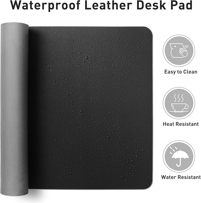 Aothia Leather Desk Pad Protector, Mouse Pad, Office Desk Mat, Non-Slip PU - Image 6