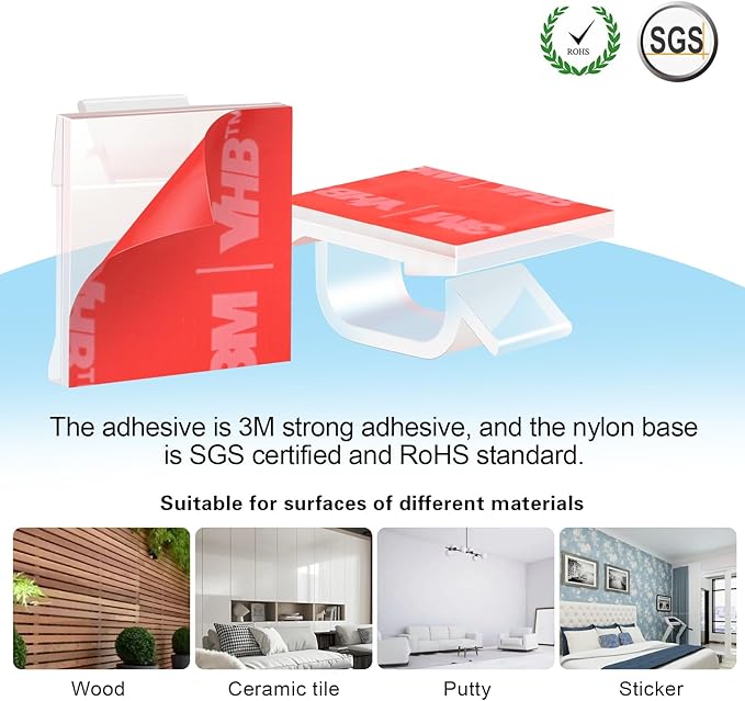 XHF 3/4” Adhesive Cable Wire Clips Clear 120pcs, Outdoor Christmas Light Clips - Image 3