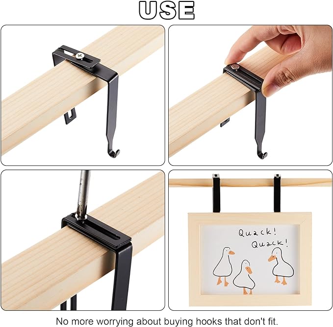 Amylove 4 Pcs Adjustable Cubicle Hanger Universal Partition Metal Cubicle Hooks - Image 3