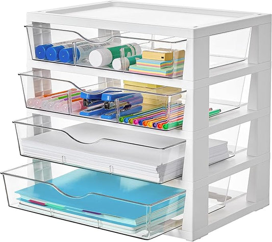 Vtopmart Clear Desk Organizer, 4-Tier Assemble Desktop File Organizer by Vtopmart