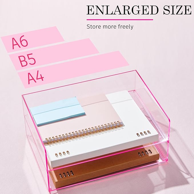Harloon 4 Tier Acrylic Paper Tray 12.4 x 8.7 x 2.7 Inches Stackable Letter - Image 4