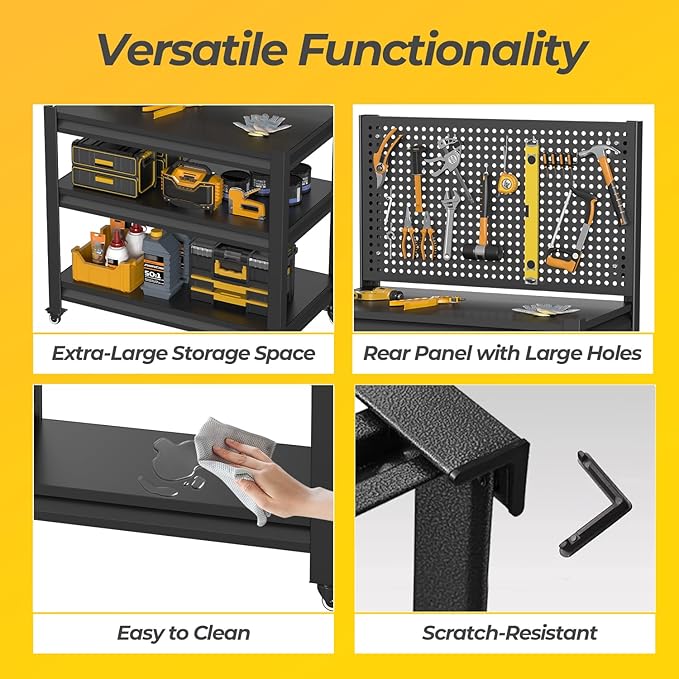 5 Sets Storage Shelves with Pegboard, Heavy Duty Garage Shelving Units and - Image 4