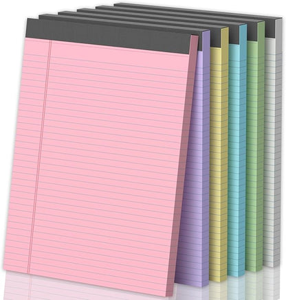6 Pack Legal Pads 8.5 X11, College Ruled Notebook, 300 Sheets Colored Note Pad by Glyanlee