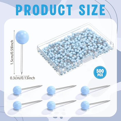 WILLBOND 500 Pack Map Push Pins Map Tacks Small Round Head Push Pins Thumb Tacks - Image 2