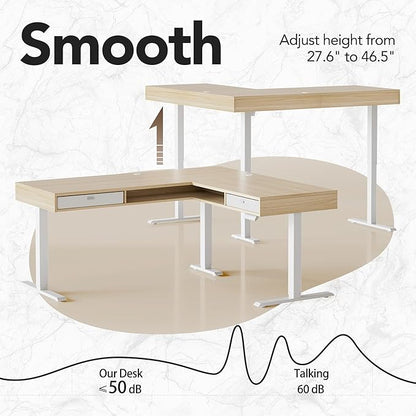 HUANUO Electric L Shaped Standing Desk, 63″ Height Adjustable Corner Standing - Image 5