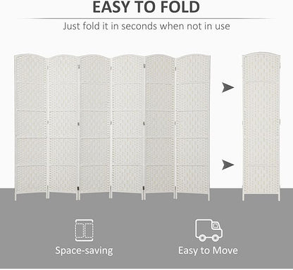 HOMCOM Room Divider, 6 Panel Folding Privacy Screen, 6FT Tall Portable Wicker - Image 3