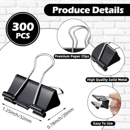 Yexiya 300 Pcs Medium Binder Clips Sturdy 1.25 Inch Black Paper Med Clips - Image 2