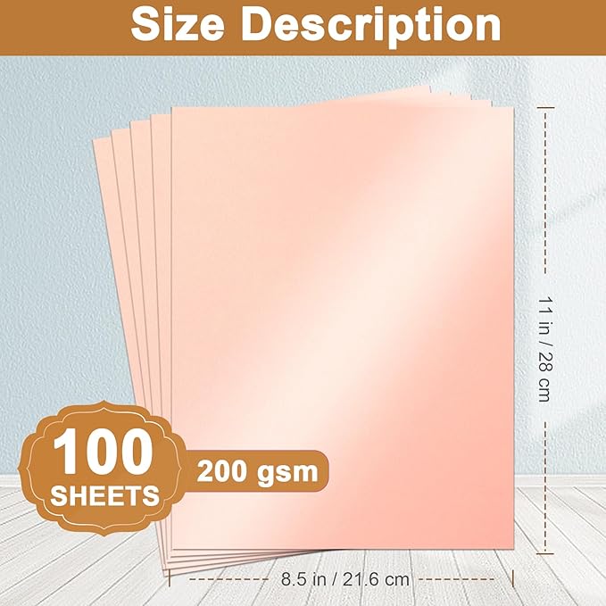Silunkia 100 Sheets Pink Shimmer Cardstock 8.5 x 11 Crafts Paper, 200gsm/75lb - Image 2