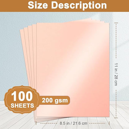 Silunkia 100 Sheets Pink Shimmer Cardstock 8.5 x 11 Crafts Paper, 200gsm/75lb - Image 2