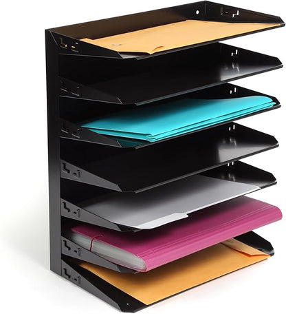 Huron Desktop Horizontal 7-Slot Legal File Binder Organizer Storage Letter Tray - Image 2