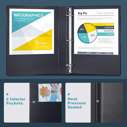3 Ring Binder 1 Inch, ViVin Sturdy 1"-Slant D Ring Binder - Image 6
