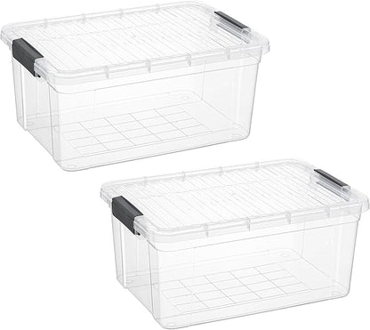 Superio Storage Bins with Lids- 2 Pack, 21 Qt Clear Boxes by Superio