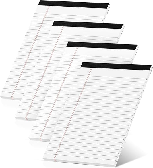 Roneky Legal Pads 5x8 Inch, 4 Pack, Narrow Ruled, 5x8 White Legal Pad, Mini by NotePads