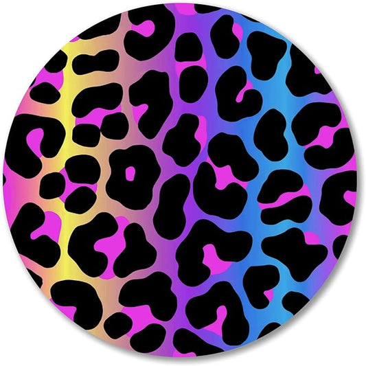 IMAYONDIA Cheetah Animal Print Gaming Mouse Pad, Colorful Leopard Round Mouse by IMAYONDIA