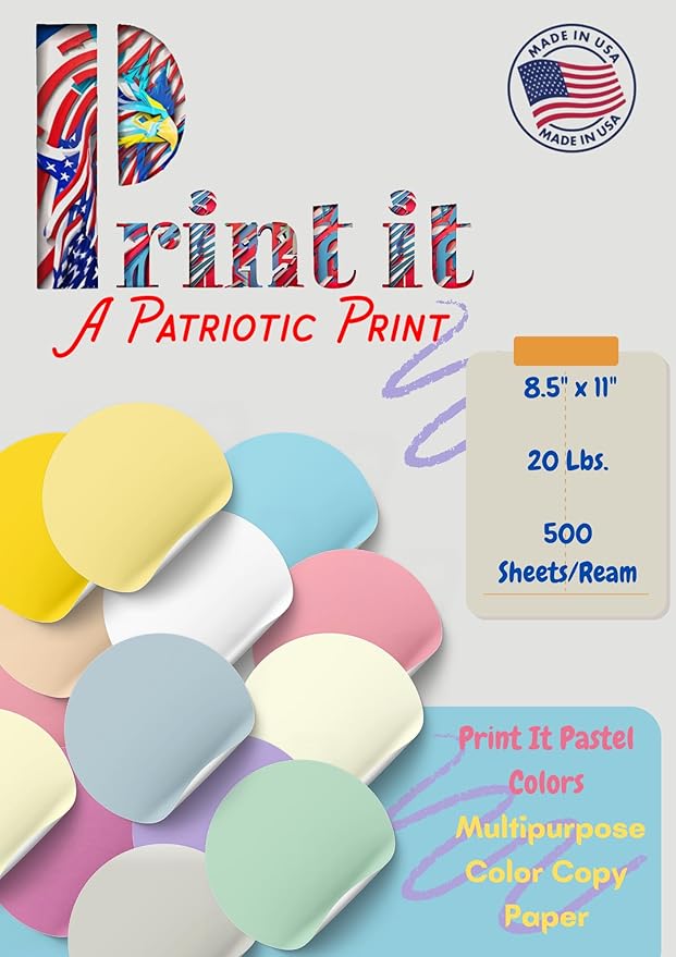 Printit Colors Multipurpose Paper, 20 lbs., 8.5" x 11", Canary-Yellow, 500 - Image 3