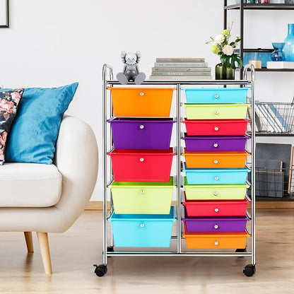 GLACER 15 Drawers Rolling Cart, Storage Cart - Image 9