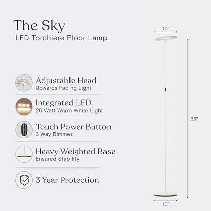 Brightech Sky LED Floor lamp, Torchiere Super Bright Floor Lamp - Image 9