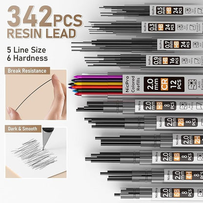 Nicpro 37PCS Gold Art Mechanical Pencil Set - Image 4
