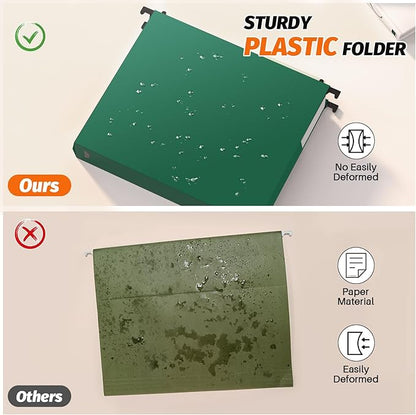 SHUTEX Extra Capacity Plastic Hanging File Folders, 12 Pack Reinforced - Image 2