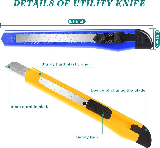 TIFICAL 40 Pack Utility Knife Box Cutter Retractable, 9mm Snap-Off Box Cutters - Image 5