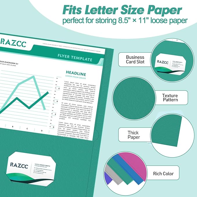 Two Pocket Folders, RAZCC 50 Pack 2 Pocket Folders Fit Letter Size Paper - Image 3