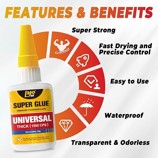 Super Glue Thick CA Glue Clear 60 Gram, Heavy Duty Superglue Instant - Image 4
