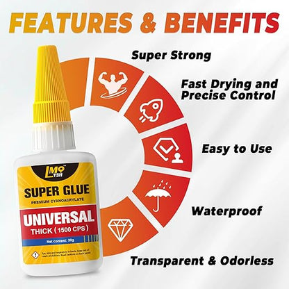 Super Glue Thick CA Glue Clear 60 Gram, Heavy Duty Superglue Instant - Image 4