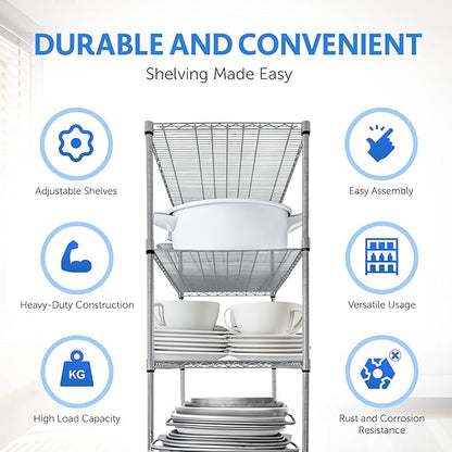 CRESCENT 48" W Storage Shelves 4000LBS Metal Shelving 5 Tier Wire Shelving Unit - Image 4