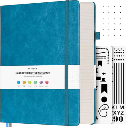 OFFIGIFT Bullet Dotted Journal, Large A4 Hardcover Leather Journal, 312 by OFFIGIFT