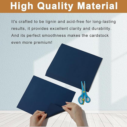 Silunkia 40 Sheets Navy Blue Cardstock 8.5 x 11 Scrapbook Paper, 75lb - Image 4