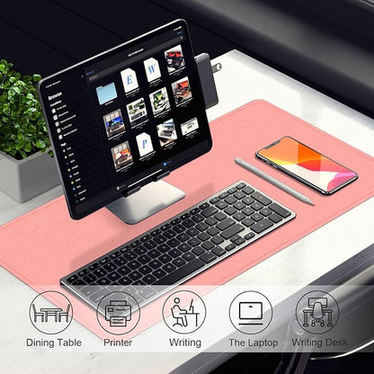 Sweet Pink Leather Desk Pad, 47.2'' x 23.6'', Suede Base Sewing Desk Blotter - Image 5