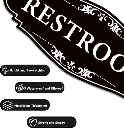 Restroom Sign for Business and Home，Self-adhesive Unisex Bathroom Sign - Image 3