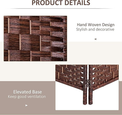 HOMCOM Room Divider, 4 Panel Folding Privacy Screen, 6FT Tall Portable Wicker - Image 5