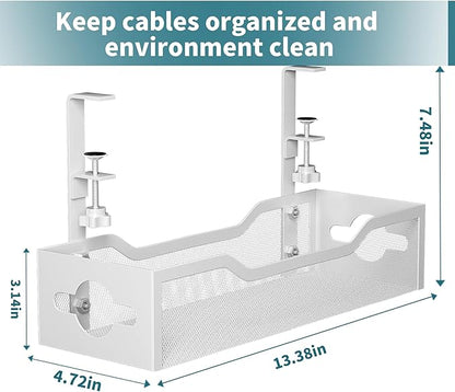 Under Desk Cable Management Tray No Drill, 13.38'' Metal Tray - Image 7