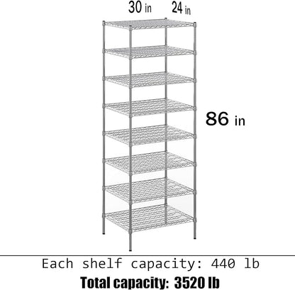 Regal Altair 24" Deep x 30" Wide x 86" Height Wire Shelving Kit | 8-Tier | NSF - Image 3